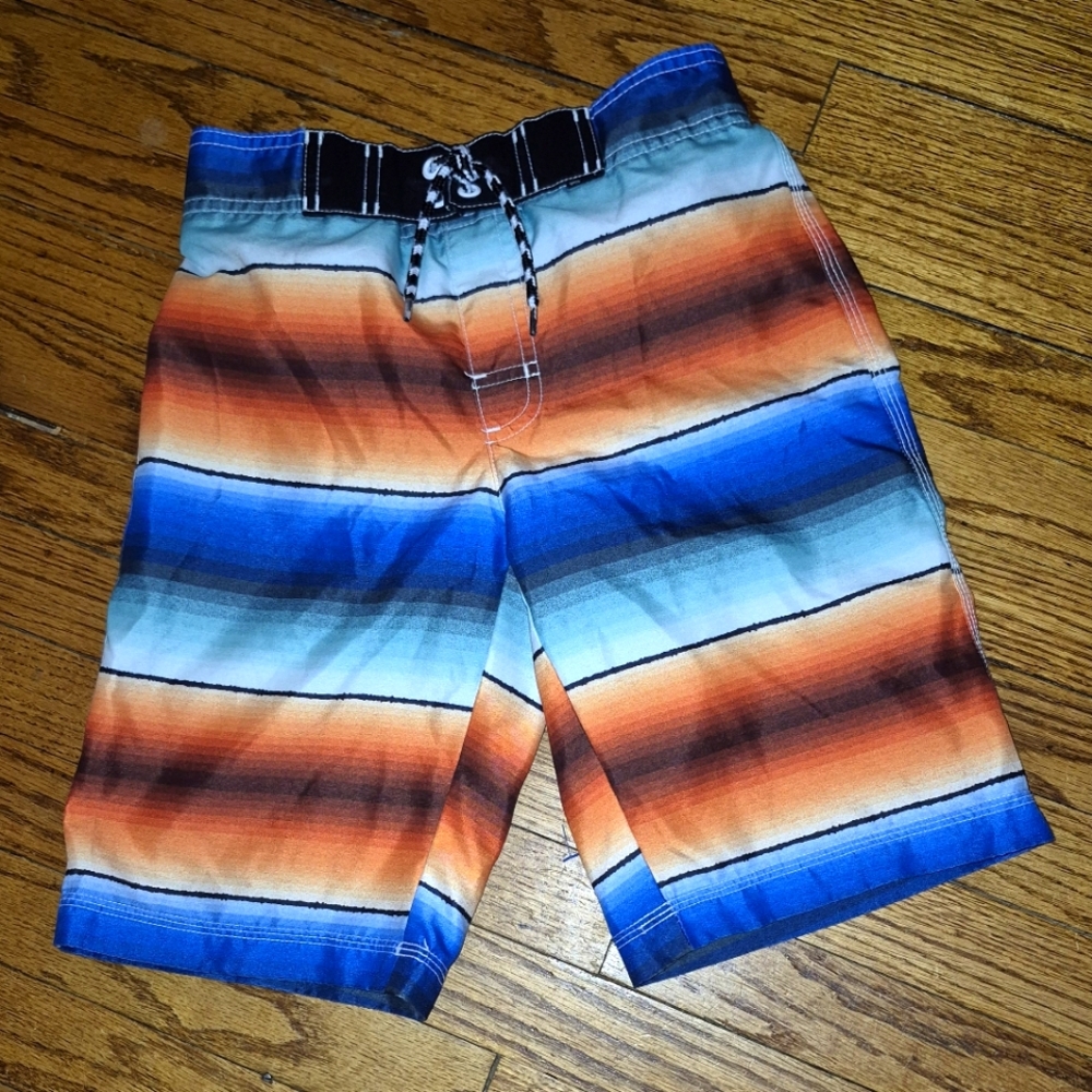 Gymboree Med. 7 - 8  Board Shorts Swim Trunks Lined Elastic Waistband In Back